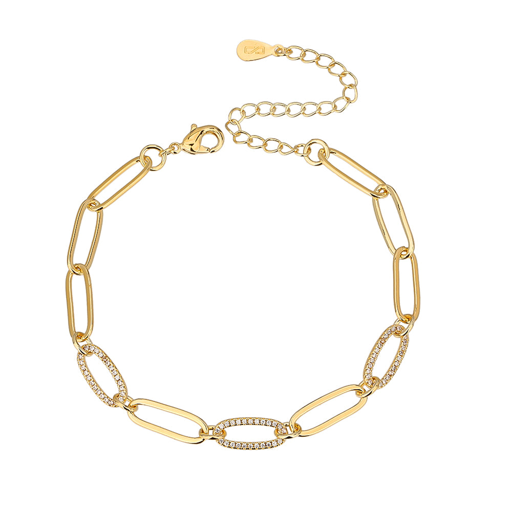 GAD – Brass, 14K Gold Plated, Zirconia