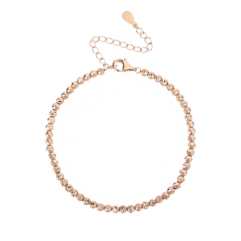 YISHAI – Silver 925, Rose Gold Plated Beads Bracelet, Laser-Cut