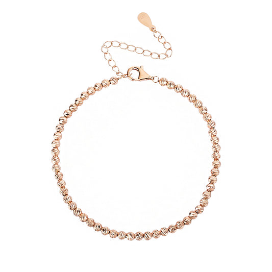YISHAI – Silver 925, Rose Gold Plated Beads Bracelet, Laser-Cut